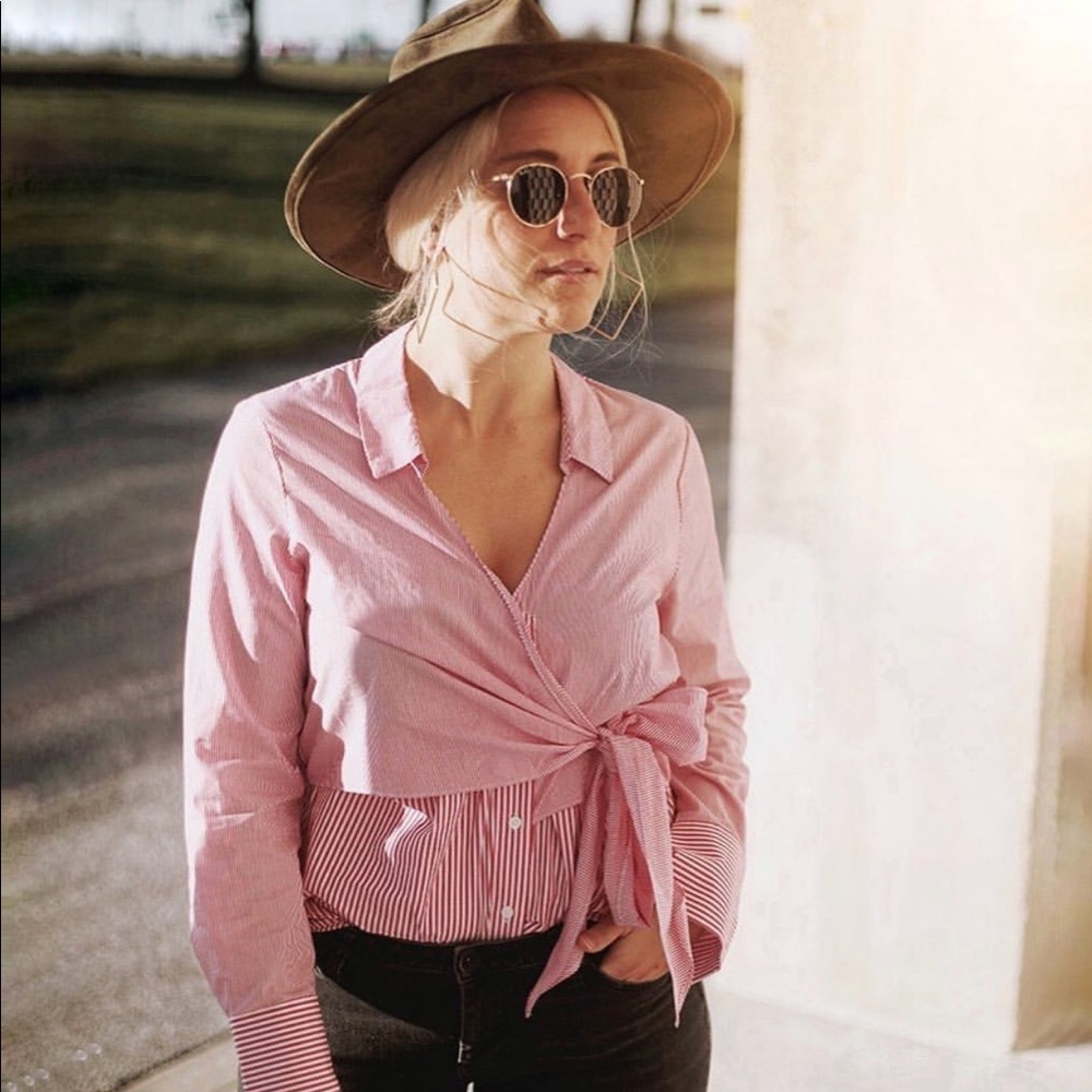 Who What Wear Button up wrap blouse